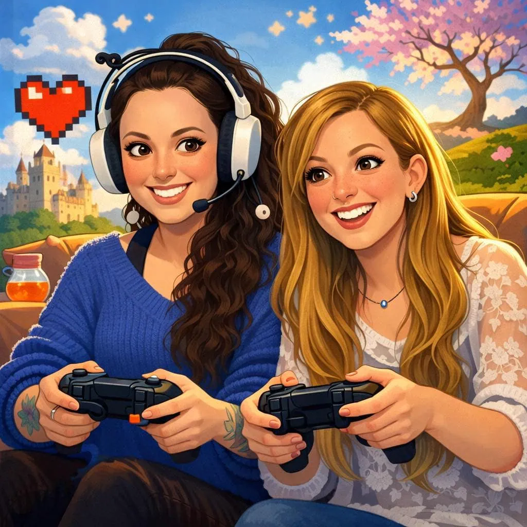 Two people playing video games together